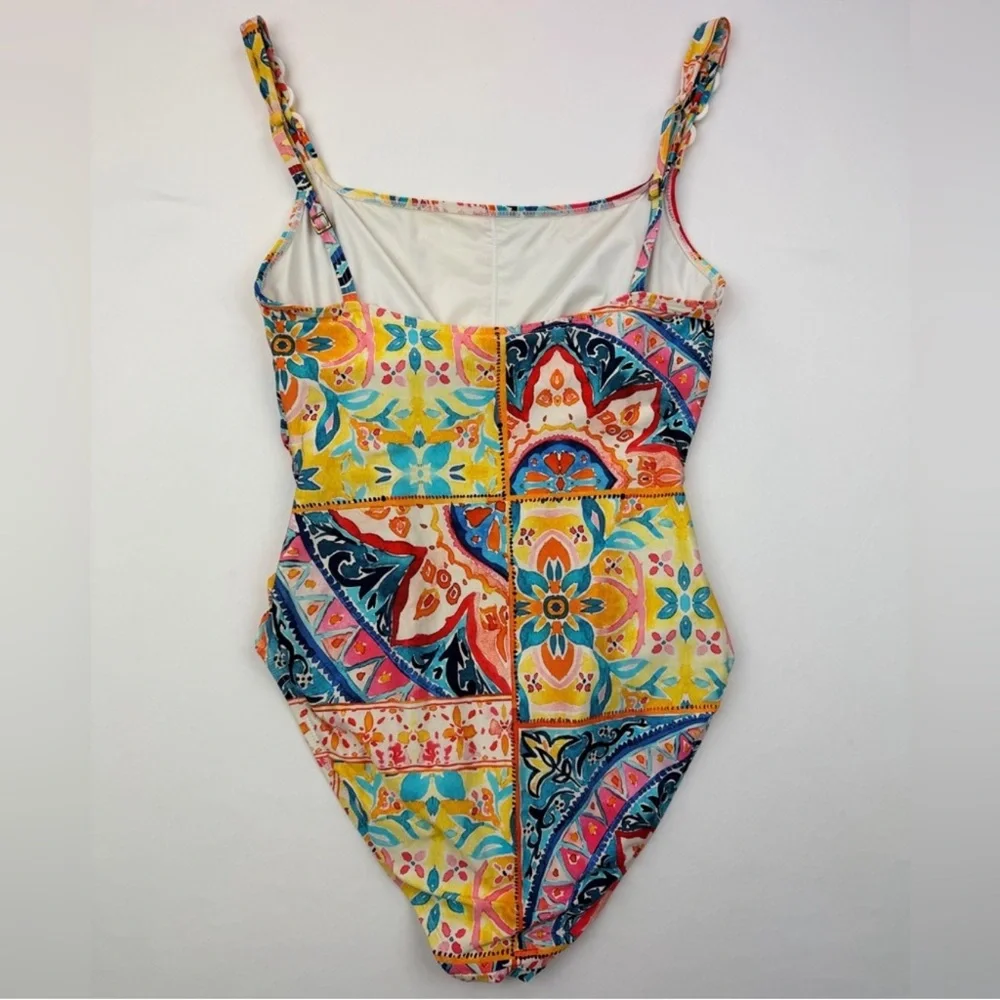 La Blanca Soliel Italian Mosaic Tile‎ Printed One Piece Swim Suit Large